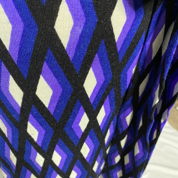 DVF Diane Von Furstenberg Merino Wool Knit Gabel Dress Blue Purple Diamond - Picture 4 of 10